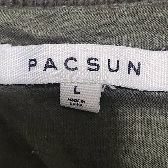 Pacsun Quilted chore coat olive drab green pockets zip front size Large cotton - Picture 6 of 9